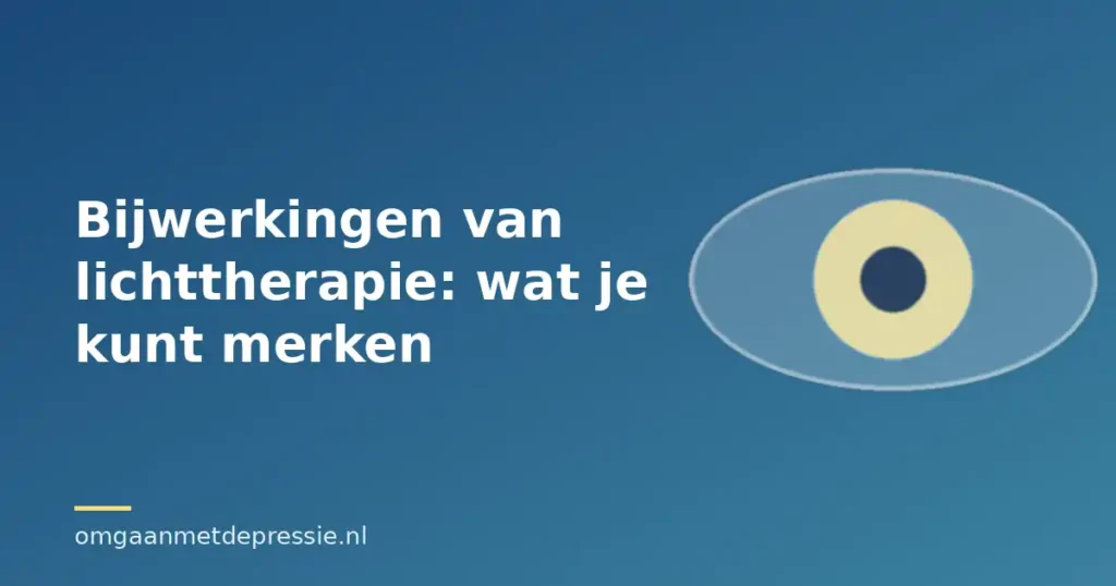 Illustratie van een oog op een blauwe achtergrond met de titel Bijwerkingen van lichttherapie: wat je kunt merken
