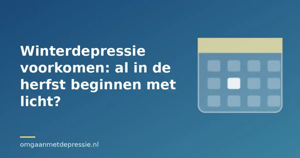 Illustratie van een kalender op een blauwe achtergrond met de titel Winterdepressie voorkomen: al in de herfst beginnen met licht?